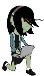 A hacker with her laptop
