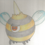 A one eyed bee with wings which I guess other bees also have.